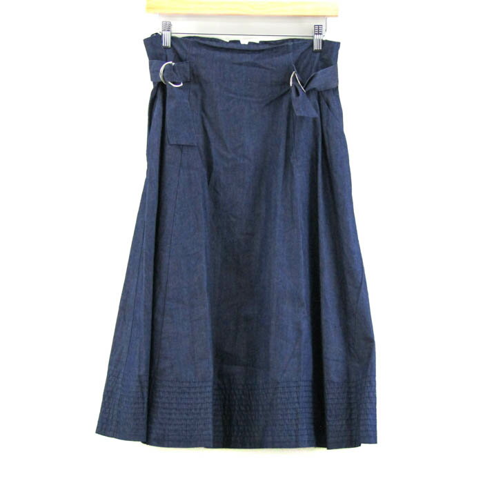 ストロベリーフィールズ フレアスカート コットン100% ブランド ボトムス レディース Fサイズ ネイビー STRAWBERRYFIELDS 【中古】
