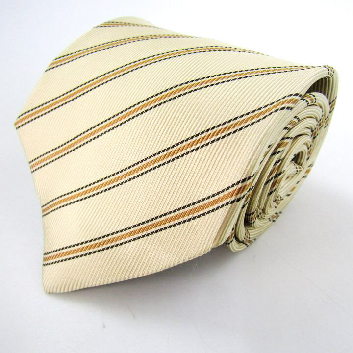 リミテッドエディション ブランド ネクタイ シルク ストライプ柄 PO メンズ ベージュ LIMITED EDITION 【中古】(4)