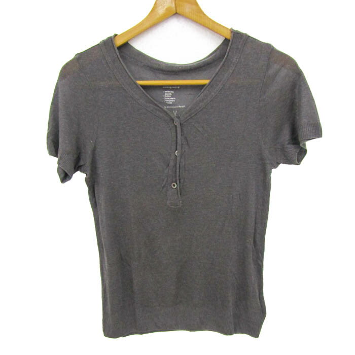 レキップヨシエイナバ ニット トップス 半袖 リネン混 日本製 大きいサイズ レディース 15サイズ グレー L'EQUIPE YOSHIE INABA 【中古】