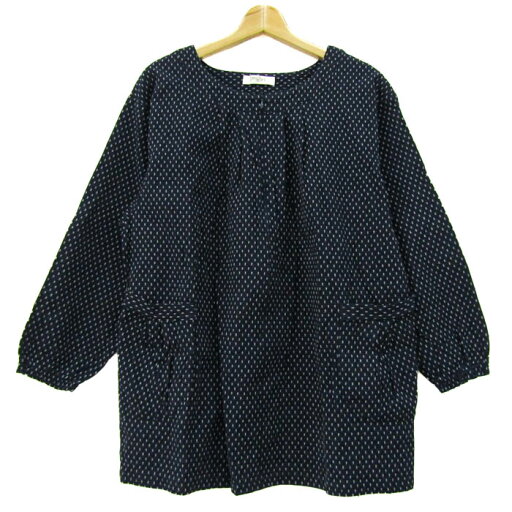 久留米 花夢衣 チュニック シャツ 長袖 トップス レディース フリーサイズ ネイビー×ホワイト tops 【中古】 久留米 花夢衣 チュニック シャツ 長袖 トップス レディース フリーサイズ ネイビー×ホワイト tops 【中古】