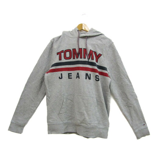トミージーンズ パーカー トップス プルオーバー スウェット ロゴ メンズ Lサイズ グレー×赤×黒 TOMMY JEANS 【中古】 トミージーンズ パーカー トップス プルオーバー スウェット ロゴ メンズ Lサイズ グレー×赤×黒 TOMMY JEANS 【中古】