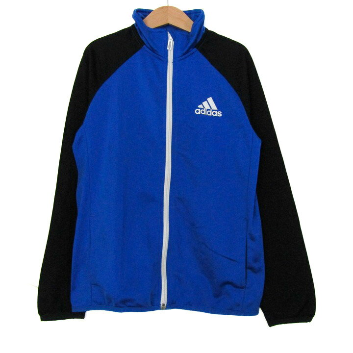 アディダス トラックジャケット ジャージ上 スポーツウエア アウター キッズ 男の子用 140サイズ ブルー adidas 【中古】
