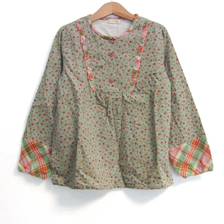 【全品39％OFFクーポン配布中】ケーピー ブラウス シャツ トップス 長袖 チュニック 花柄 未使用品 KID..