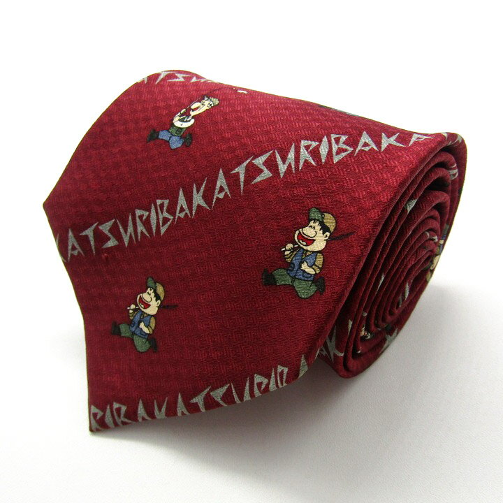 釣りバカ日誌 ブランド ネクタイ 小学館 漫画 ストライプ柄 キャラクター柄 シルク 日本製 PO メンズ ..
