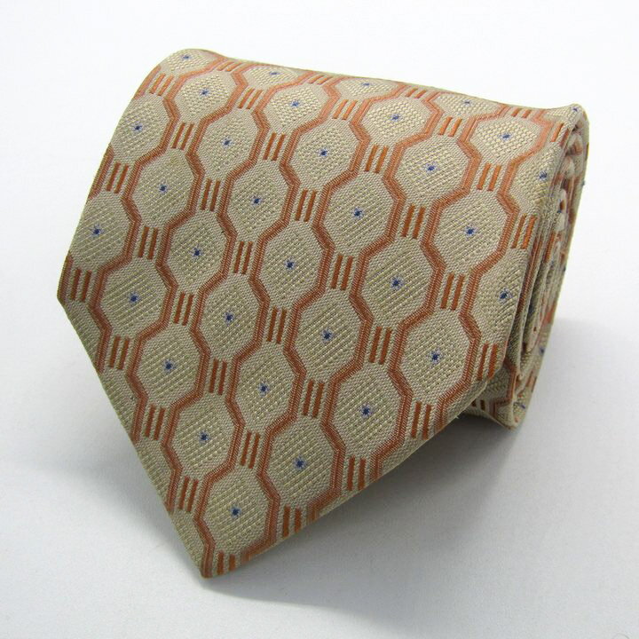 ランセル ブランド ネクタイ ドット 格子柄 パネル柄 シルク PO メンズ ブラウン LANCEL 【中古】