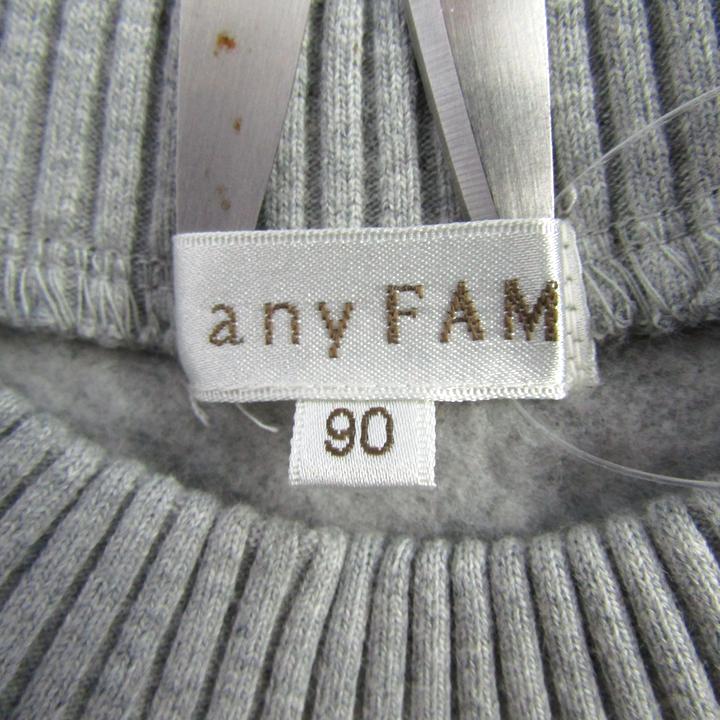 エニィ ファム ワンピース 半袖 未使用 コットン100% 裏起毛 ブランド トップス ベビー 女の子用 90サイズ グレー×ブルー any FAM 【中古】