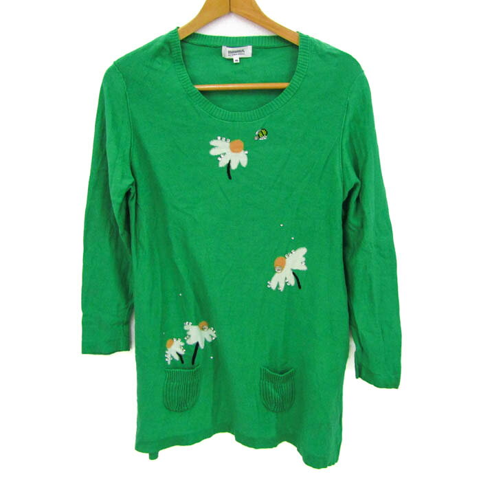 ソニアリキエル ニット セーター 長袖 大きいサイズ コットン100% ブランド トップス レディース 46サイズ グリーン Sonia Rykiel 【中古】