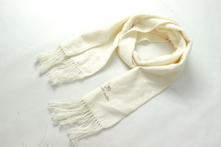 アルパカカマルゴ マフラー アルパカ混 ペルー製 ロゴ ブランド レディース ホワイト Alpaca Camargo ..