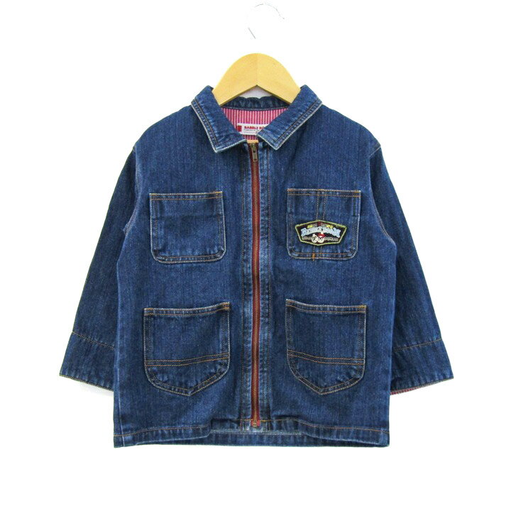 バブルブーン デニムジャケット Gジャン ジップアップ アウター キッズ 女の子用 95サイズ ブルー BABBLE BOON 【中古】