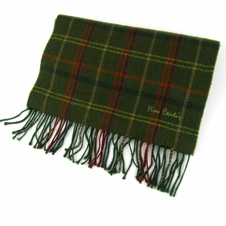 【全品39％OFFクーポン配布中】ピエールカルダン マフラー ウール カシミヤ混 チェック柄 ブランド メ..