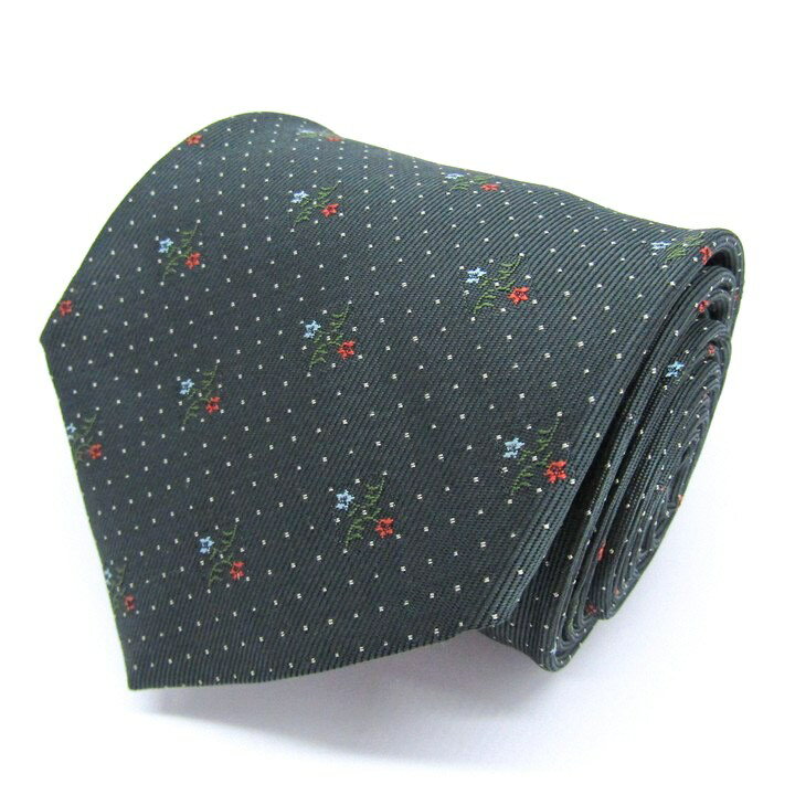 ユミ カツラ ブランド ネクタイ シルク ドット柄 小紋柄 花柄 PO メンズ グレー YUMI KATSURA 【中古】