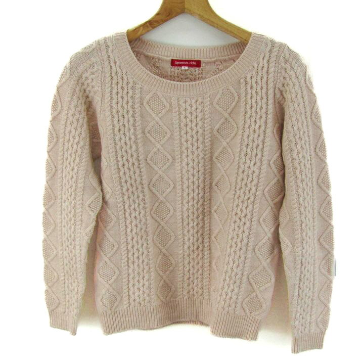 アプワイザーリッシェ ケーブルニット 長袖 ウール混 トップス レディース 1サイズ ベージュ Apuweiser..