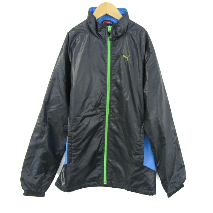 プーマ ナイロンジャケット スポーツ アウトドア アウター キッズ 男の子用 160サイズ ブラック/ブルー PUMA 【中古】