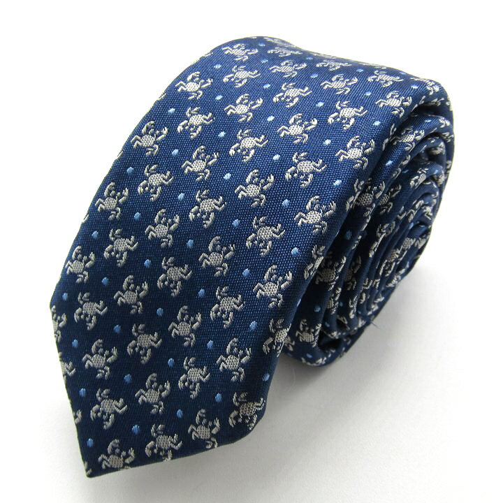 ザラ ブランドネクタイ カニ 総柄 ドット 小紋柄 PO メンズ ネイビー ZARA 【中古】