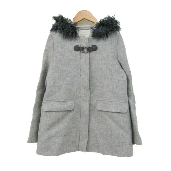 【全品39％OFFクーポン配布中】ザラガールズ ダッフルコート アウター ジャケット ファーフード キッズ 女の子用 13/14 164cmサイズ グレー ZARA Girls 【中古】