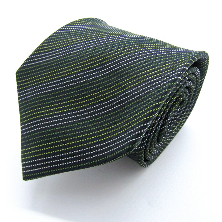 【全品39％OFFクーポン配布中】ダヴィンチ ブランド ネクタイ ストライプ柄 シルク 未使用タグ付 PO メンズ グリーン da Vinci 【中古】