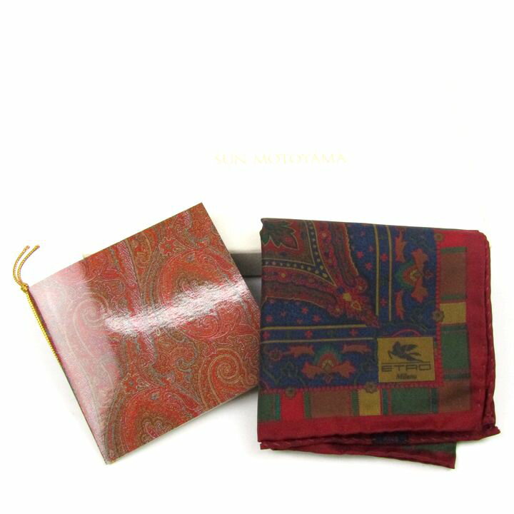 エトロ ハンカチ チーフ 未使用 ペイズリー柄 イタリア製 ブランド 小物 メンズ レディース ネイビー×..