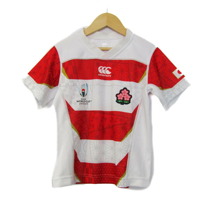 【全品39％OFFクーポン配布中】カンタベリー 半袖Tシャツ ラグビー日本代表 応援グッズ トップス 白赤 キッズ 男の子用 120サイズ ホワイト×レッド CANTERBURY 【中古】