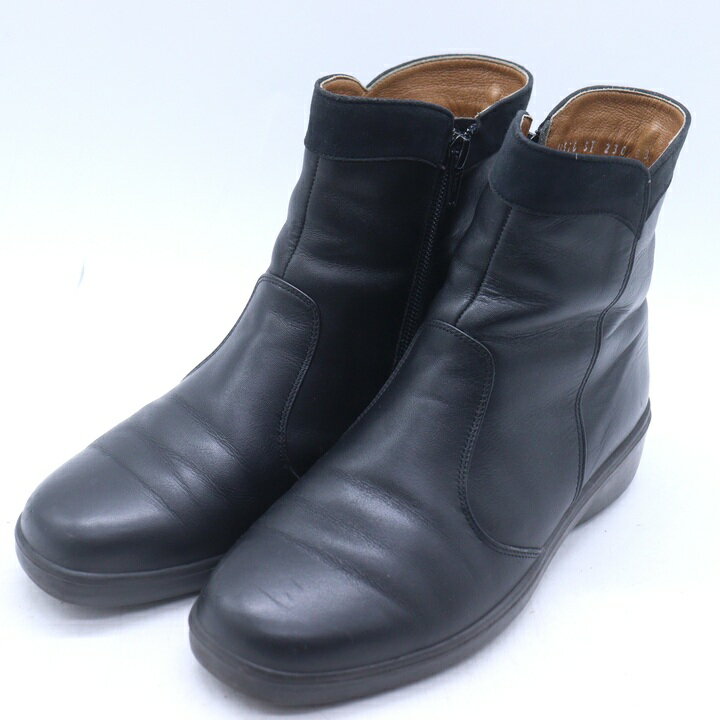 銀座ヨシノヤ ブーツ 幅広 4E ブランド シューズ 靴 日本製 黒 レディース 23サイズ ブラック Yoshinoy..