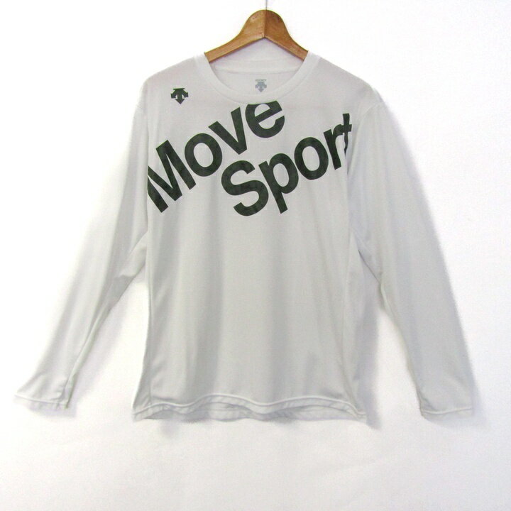デサント 長袖Tシャツ プリントT スポーツウエア トップス 白 メンズ Oサイズ ホワイト DESCENTE 【中古】