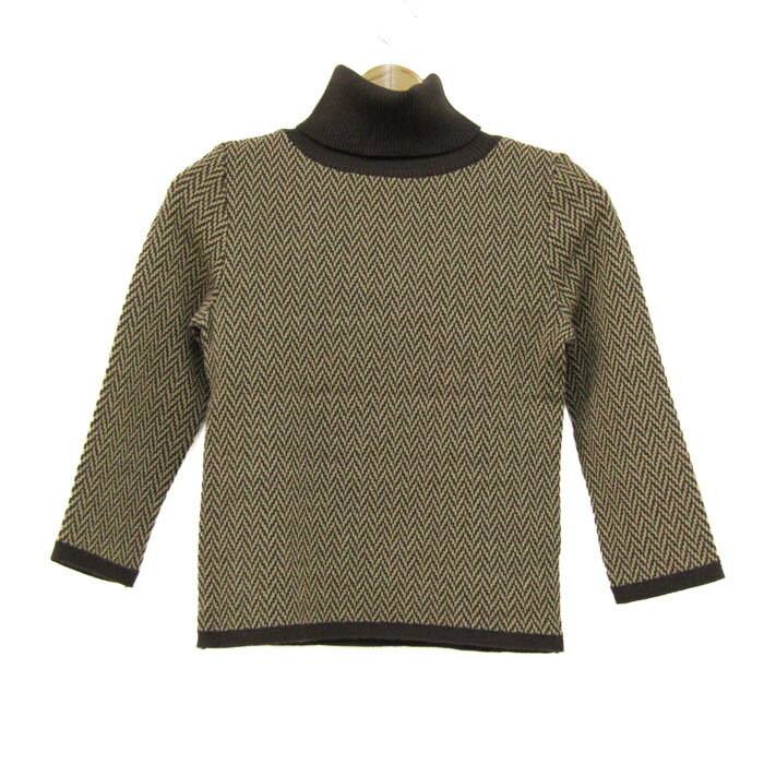 クミキョク ニット セーター 7分袖 ウール混 ブランド トップス レディース 2サイズ ブラウン×ベージュ..