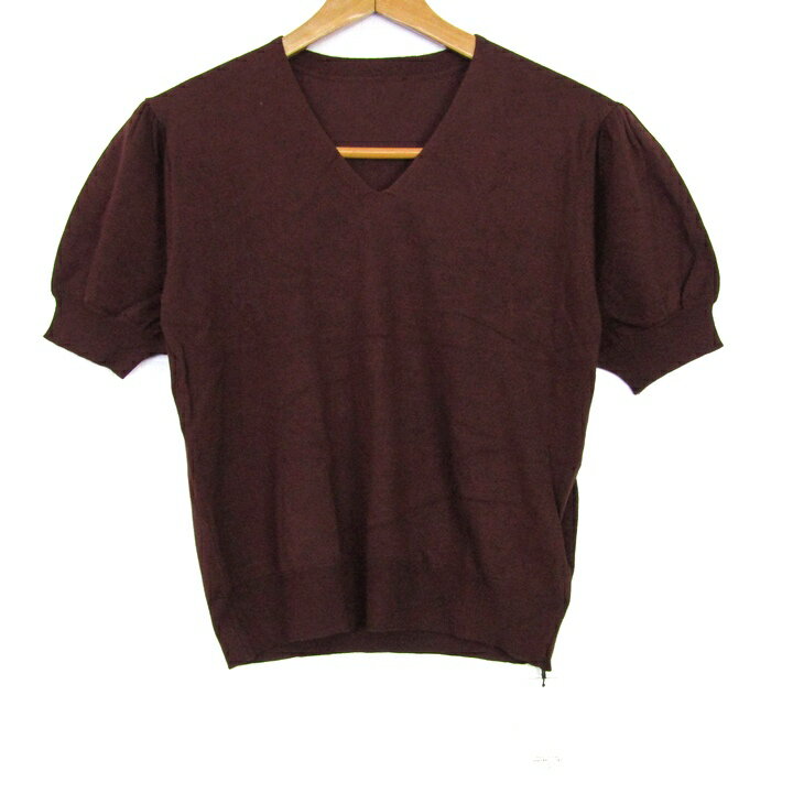 グレイル ニット トップス 半袖 Vネック セーター 未使用品 レディース Fサイズ エンジ GRL 【中古】