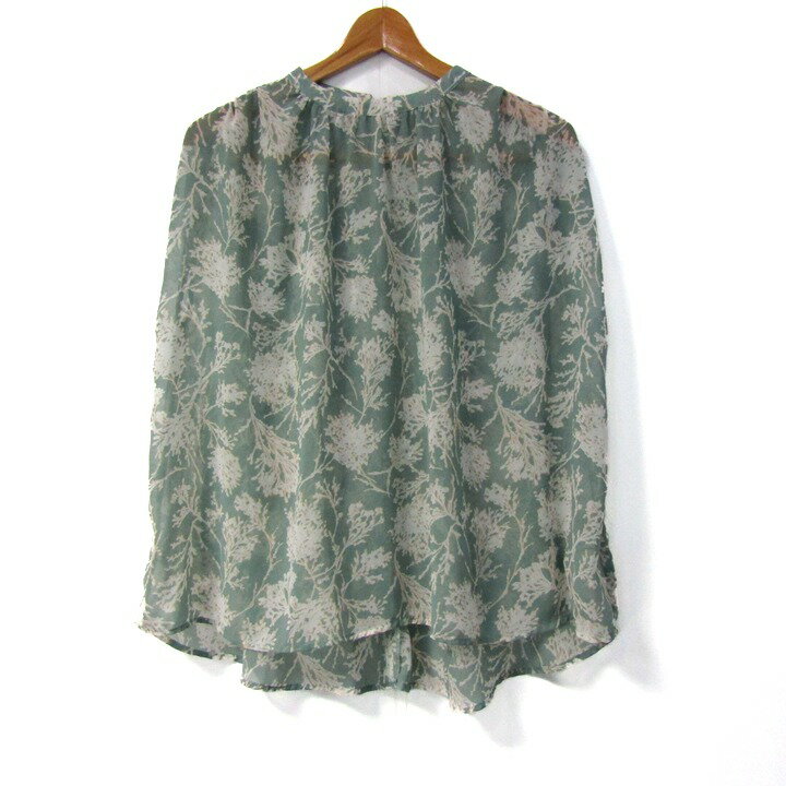 ガリャルダガランテ ブラウス シャツ 長袖 総柄 ブランド トップス レディース Fサイズ グリーン×オフホワイト GALLARDAGALANTE 【中古】