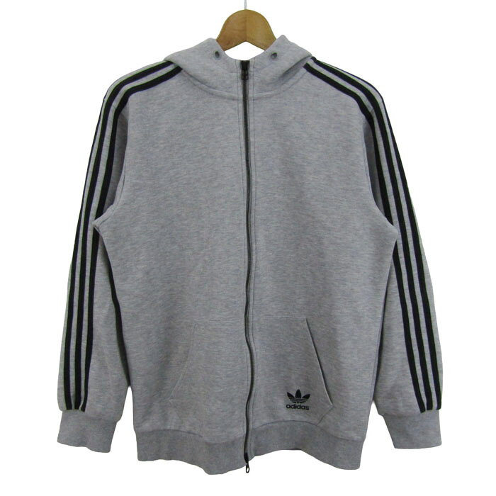 Rakuten - アディダス フルジップパーカー 長袖 トレフォイル トップス フード紐なし メンズ Sサイズ グレー adidas 【中古】