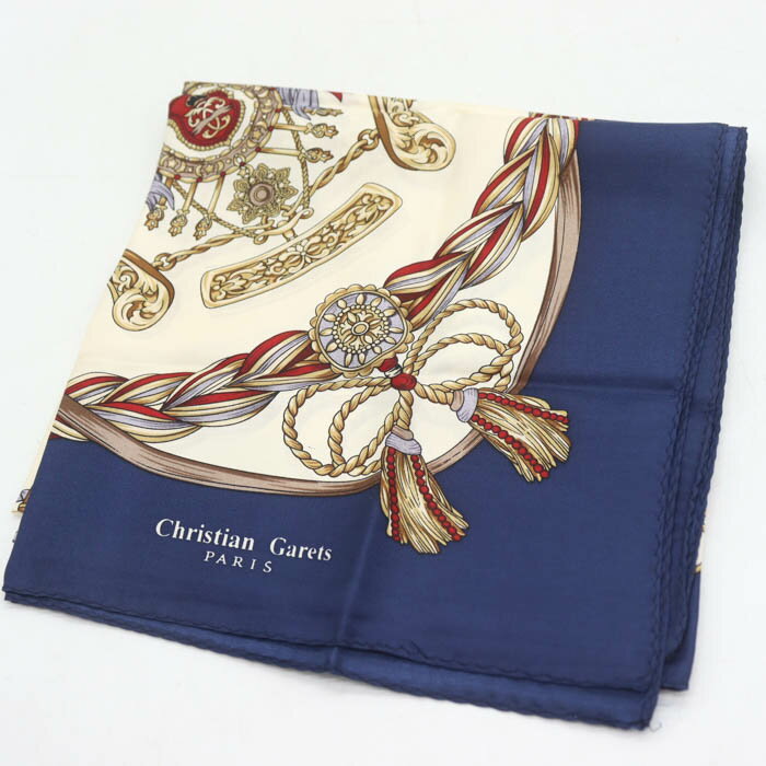 【楽天スーパーSALE 50％OFF】クリスチャンガレット スカーフ ブランド 総柄 レディース ネイビー CHRISTIAN GARETS 【中古】
