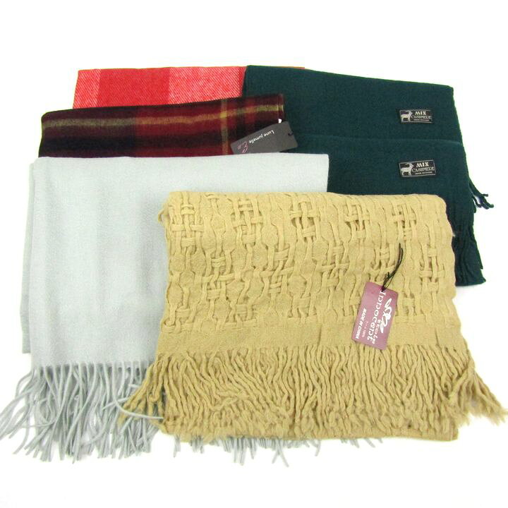 ルナジュメール他 マフラー 5点セット 未使用有 ストール カシミヤ ウールなど まとめて 大量 レディース 【中古】