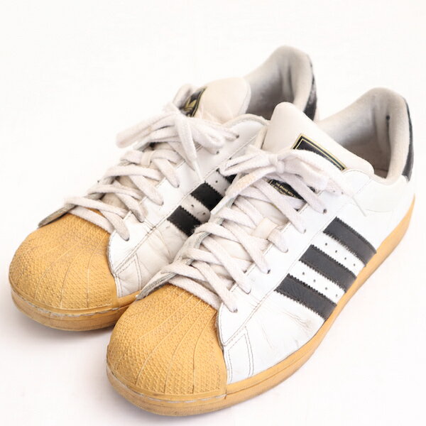 アディダスadidas26.5cmスニーカーメンズ紐靴3ライン定番シューズ靴ホワイトブランド古着 中古