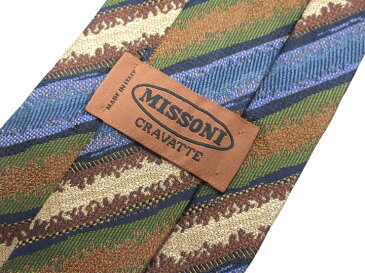 ブランド ネクタイ 【中古】MISSONI ミッソーニ ストライプ柄 ネクタイ 良品 メンズ プレゼント 【,r63094,】