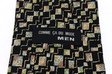 コムサデモード メン COMME CA DU MODE MEN 総柄 ベージュ シルク 日本製 ブランド ネクタイ 送料無料 【中古】【良品】
