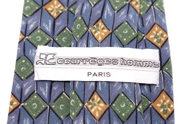 クレージュオム courreges homme ボーダー柄 ブルー 青 シルク イタリア製 ブランド ネクタイ 送料無料 【中古】【美品】