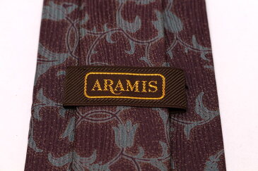 アラミス ARAMIS リーフモチーフ 花柄 グリーン 緑 シルク ブランド ネクタイ 送料無料 【中古】【美品】