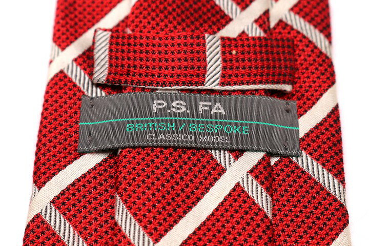 パーフェクトスーツファクトリー Perfect Suit Factory 格子柄 レッド 赤 シルク 日本製 ブランド ネクタイ 送料無料 【中古】【良品】