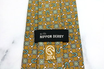 ニッポンダービー 日本ダービー 61th JRA 総柄 ブラウン 茶 シルク 日本製 ブランド ネクタイ 送料無料 【中古】【美品】
