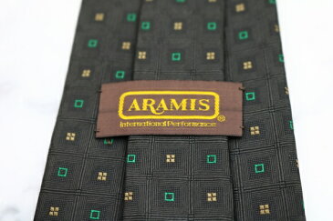 アラミス ARAMIS ドット柄 グレー シルク 日本製 ブランド ネクタイ 送料無料 【中古】【良品】