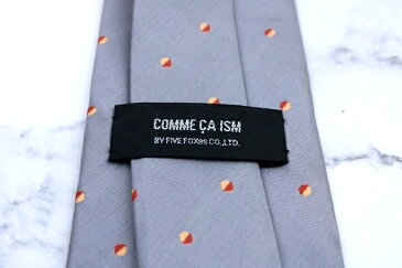 コムサイズム COMME CA ISM 日本製 ドット柄 グレー シルク ブランド ネクタイ 送料無料 【中古】【美品】