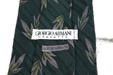 ジョルジオ アルマーニ GIORGIO ARMANI 伊製 シルク ストライプ柄 グリーン シルク ブランド ネクタイ 送料無料 【中古】【良品】