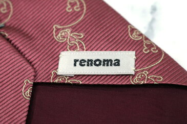 レノマ renoma サル 日本製 シルク 動物柄 ピンク シルク ブランド ネクタイ 送料無料 【中古】【美品】