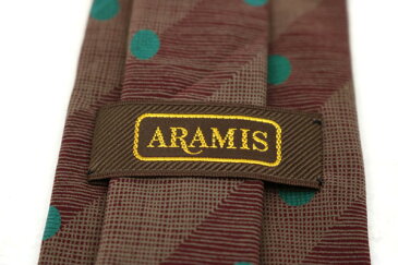 アラミス ARAMIS ストライプ柄 ブラウン シルク ブランド ネクタイ 送料無料 【中古】【美品】