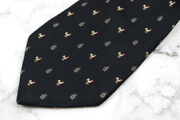 チャップスラルフローレン CHAPS Ralph Lauren 風見鶏 家 シルク 日本製 刺繍 ネイビー シルク ブランド ネクタイ 送料無料 【中古】【良品】