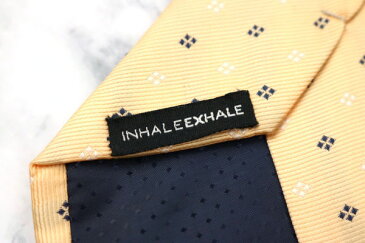 インヘイルエクスヘイル INHALE EXHALE ストライプ柄 シルク ハンドメイド 小紋柄 オレンジ シルク ブランド ネクタイ 送料無料 【中古】【美品】