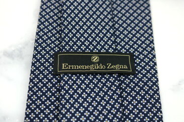 エルメネジルドゼニア Ermenegildo Zegna 世界最高峰ブランド 小花柄 伊製 シルク 総柄 ネイビー シルク ブランド ネクタイ 送料無料 【中古】【良品】