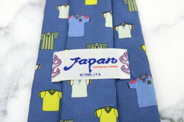日本サッカー協会 Japan Football Association JFA ユニホーム柄 日本製 シルク 総柄 ブルー シルク ブランド ネクタイ 送料無料 【中古】【美品】