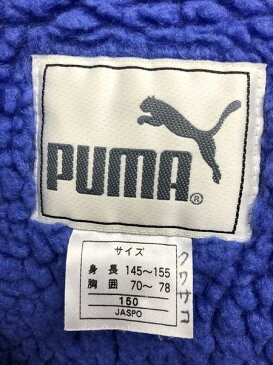 [良品] プーマ PUMA 150サイズ ワンポイント ベンチコート 子供 キッズ ジュニア ロゴ ライン 記名有り ネイビー ブランド古着 【中古】