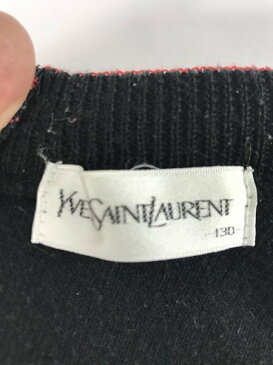 イヴサンローラン Yves Saint Laurent 130サイズ 花柄 Tシャツ 子供 キッズ 女の子 長袖 ニット ウール ブラック ブランド古着 【中古】