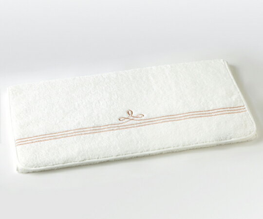 【ホットマン】ボーダー　バスタオル（ホワイト/サーモンピンク）