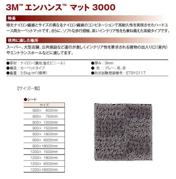 玄関マット(屋内・業務用) 3M Japan エンハンス マット 3000 【120cm×18m】(スリーエムジャパン)(店舗 室内 オフィス 激安)(サイズオーダー対応商品)